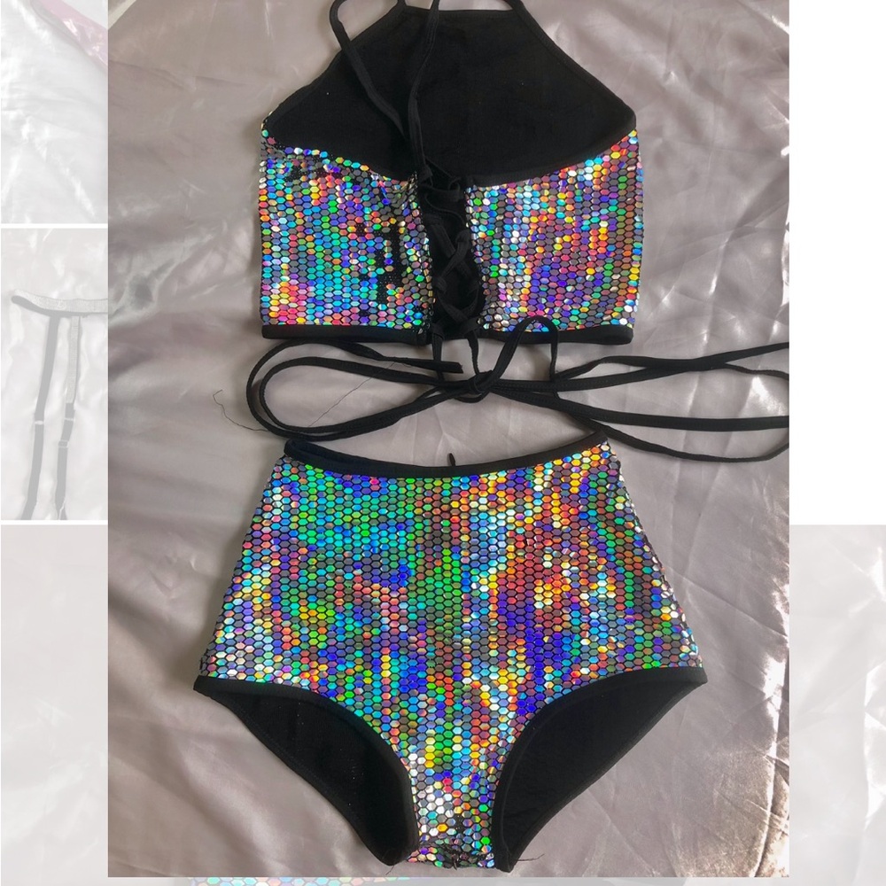 Rainbow, reflective, multicolor, full rave set.